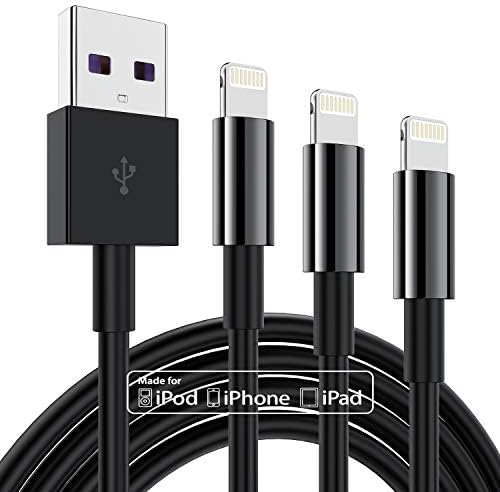 3 Pack Apple MFi Certified iPhone Charger Cable 6ft, Apple Lightning to USB Cable Cord 6 Foot, 2.4A Fast Charging Apple Phone Long Chargers for iPhone 14/13/12/11/11Pro/ X/XS/XR/XS Max/8/7/6 Black by TUMABER