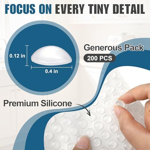 FATLODA 200PCS Cabinet Bumpers, Clear Rubber Bumpers Self Adhesive - Image 2
