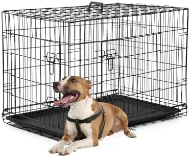 FDW | 36" Foldable Metal Dog Crate | Black | Cage for Medium Dogs by FDW