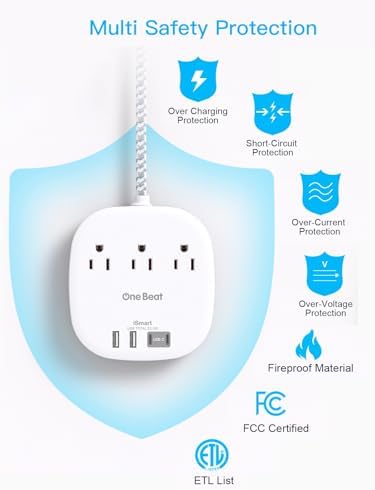 Extension Cord 10 Ft, 22.5W/4.5A Surge Protector Power Strip 10Ft Long Cord - Image 6