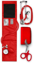 ASA TECHMED Nurse EMT Starter Pack Stethoscope, Blood Pressure Monitor and Trauma 7.5" EMT Shear Ideal Gift for Nurses, Medical Students, Firefighters, Police and Personal Use (Red) Standard by ASATECHMED