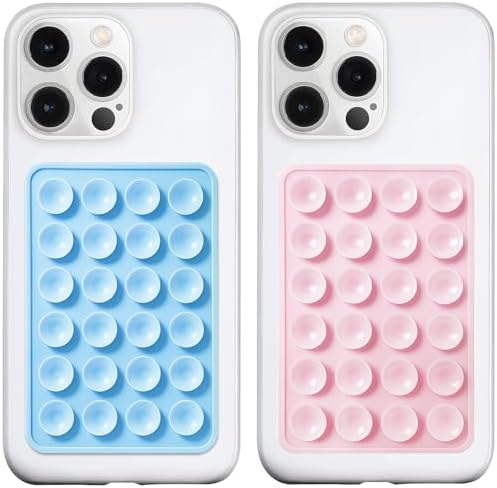 LvShuLiangPin Anteel Silicone Suction Phone Case Mount, Silicon Adhesive Phone Accessory for Smartphones, Hands-Free Mirror Shower Phone Holder for Selfies, Tiktok Videos (Light Pink&Baby Blue) by LvShuLiangPin