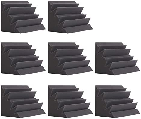 8 Pack - Bass Traps Acoustic Foam Corner, 8''x8''x12'' Black Bass Traps Corner Studio Foam, High Density and Fire-Proof Acoustic Panels Recording Studio Acoustical Treatments by SODOCT