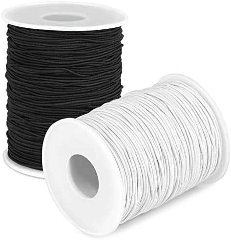 Elastic String Cord, Selizo 2 Pack Stretchy String for Bracelets, Necklace, Beading, Jewelry Making and Sewing (1.2 MM, 109 Yards, Black & White) by selizo