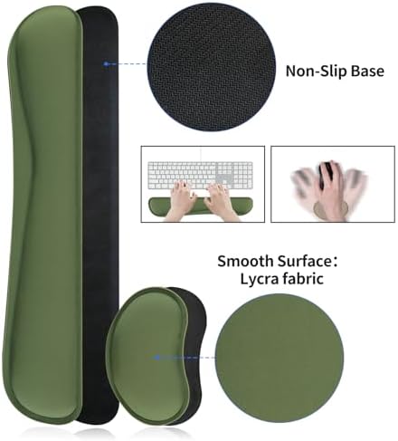 Bloss Keyboard and Mouse Wrist Rest + Leather Desk Mat, Desk Mat for Keyboard and Mouse, Desk Accessories for Women(35.4 x 15.7 Inch,Olive Green) - Image 4