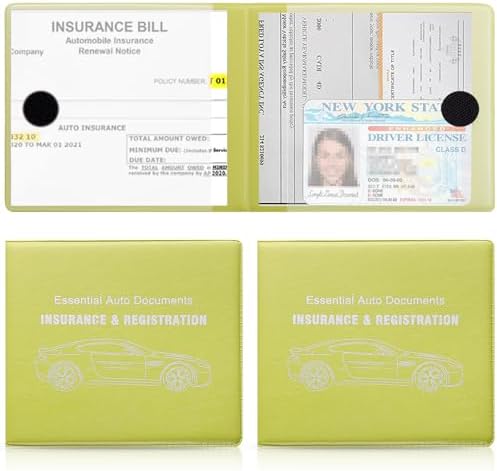 UYYE Car Registration and Insurance Card Holder, Vehicle Glove Box Car Organizer, Interior Car Accessories for Documents, Cards, License - 2 Pack by UYYE