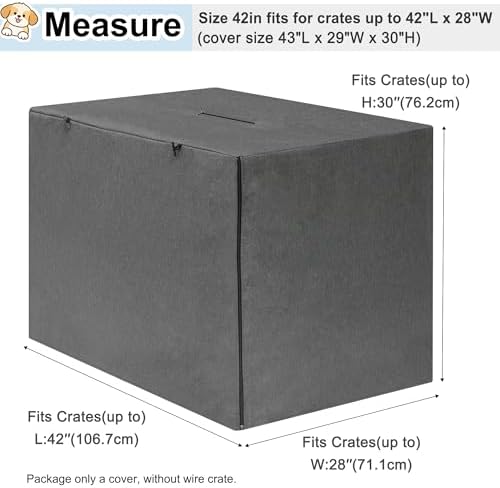 HiCaptain 42-Inch Dog Crate Cover, Waterproof Kennel Cover, Minimalist Gray - Image 6