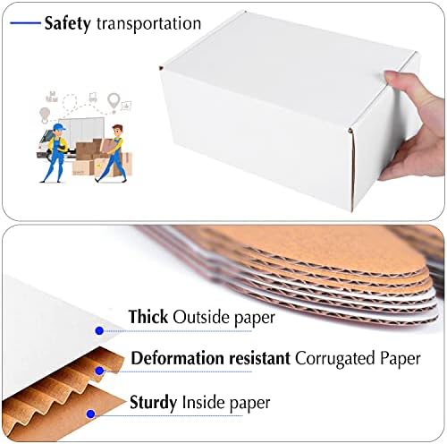9x6x4 White Cardboard Boxes - 30 Pack Shipping Boxes for Small Business Mailing, Corrugated Packaging - Image 3