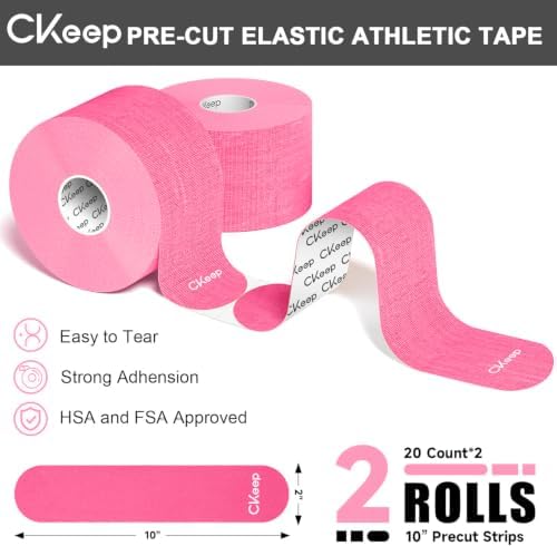 CKeep Kinesiology Tape precut Strips, 40 Count Elastic k Tape, Pink - Image 5