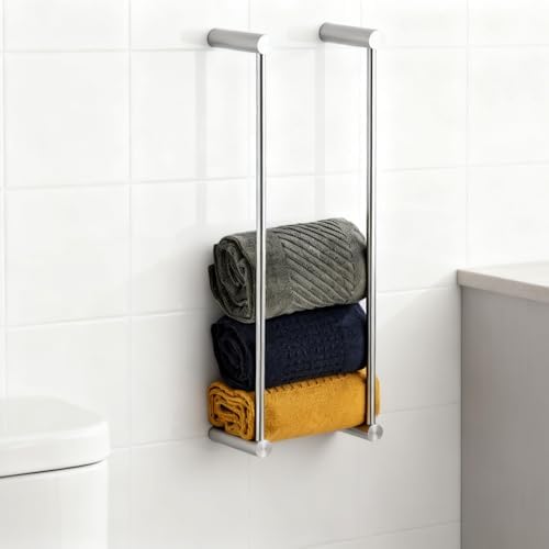 Towel Racks for Bathroom, NEWRAIN Wall Mounted Stainless Steel Organizer, Brushed Nickel Rolled Towel Storage Wall-Mounted Bath Towel Holder for Folded Large Towel Washcloths - Image 4