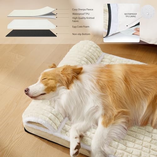 Orthopedic Large Dog Bed Pillow Pet Sofa Bed 42''X28'' Ivory - Image 3