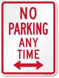 SmartSign 24 x 18 inch “No Parking Any Time” Metal Sign with Bidirectional Arrow, 80 mil Laminated Rustproof Aluminum, Red and White, Made in USA by SmartSign
