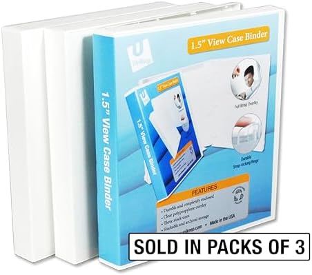 UniKeep 3 Ring View Binder - Binder Case is Fully Enclosed - Available in White, Clear, or Black and in Different Spine Sizes (Pack of 3, White, 1.5 Inch) - Image 6