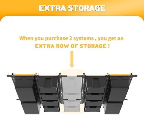 WALMANN Overhead Tote Storage Rails System, Garage Ceiling Bin Storage Rack - Image 4
