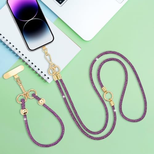 Crystal Phone Strap Crossbody and Wrist Lanyard, Anti Theft Layered & Wrist Strap Cell Phone Neck for Women - Image 6