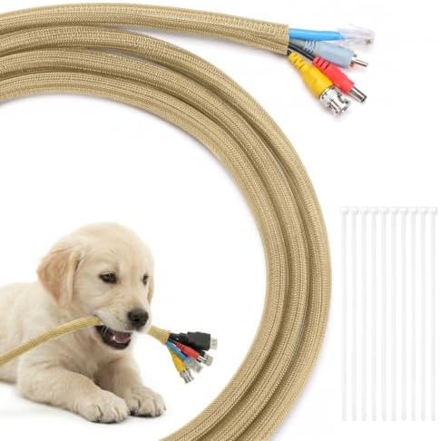 Yecaye 10ft - 1/2 inch Cord Protectors from Pets no Chew, Gold by Yecaye