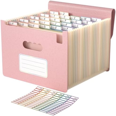 ABC life 26 Pockets Accordion File Organizer, Blush Pink by ABClife