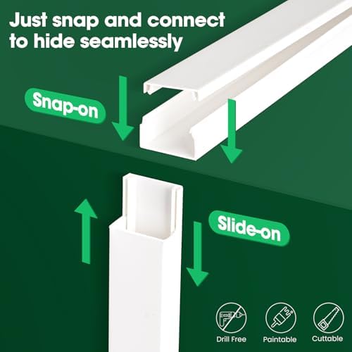 Cord Hider Kit, 58in Cord Covers for Wires on Wall, Paintable Wire Covers for Cords, Self-Adhesive Cable Hider Cord Organizer, Wire Hiders, 4X L14.5in X W0.96in x H0.57in - Image 5