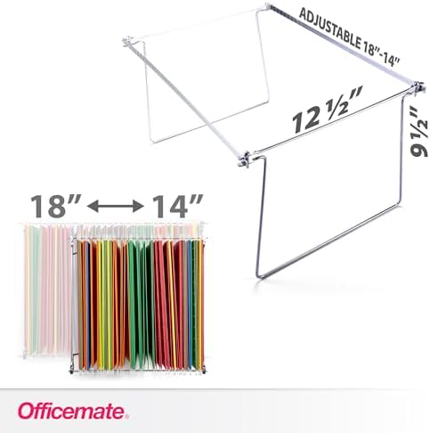 Officemate Hanging File Frame, Letter Size, Adjustable 14 to 18-Inches, 2 Count (Pack of 1),Silver, 91990 - Image 2