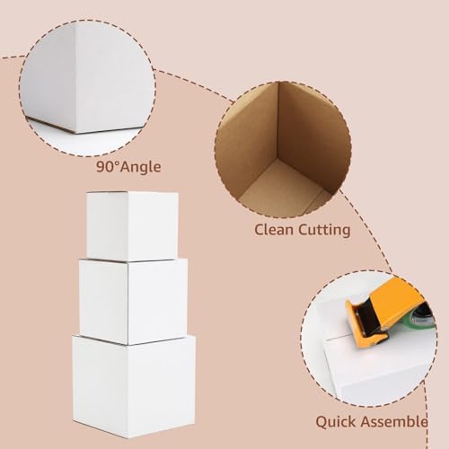 Hoikwo 30 Packs White Assorted Sizes Shipping Boxes of 8x8x8, 7x7x7, 6x6x6 - Image 3