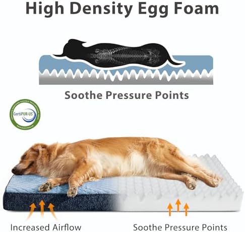JOEJOY Orthopedic Dog Bed for Small Dogs, Washable Dog Crate Bed Small Sized with Removable Cover, Egg Memory Foam Pet Beds, Blue, 23"x17" - Image 3