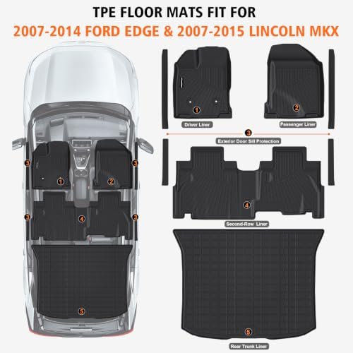 Floor Mats Cargo Liner for Ford Edge 2007-2014 & Lincoln MKX 2007-2015 - Image 2