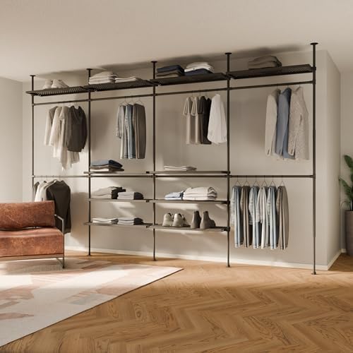 pamo Adjustable Clothes Rack with Shelves 155" W x 86"-98" H by pamo