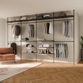 pamo Adjustable Clothes Rack with Shelves 155" W x 86"-98" H by pamo
