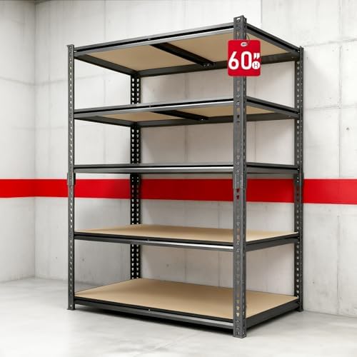 Heavy Duty Garage Shelving,5-Tier Garage Storage Shelves,2400LBS Storage Shelves Heavy Duty,Adjustable 5 Tier Shelving Unit,Heavy Duty Shelving for Garage Storage Warehouse,28''×12''×60'' by Unknown