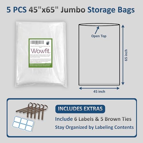 Wowfit Giant Large Plastic Bags for Furniture, Chairs, 45x65, 5 CT, 3 Mil - Image 2