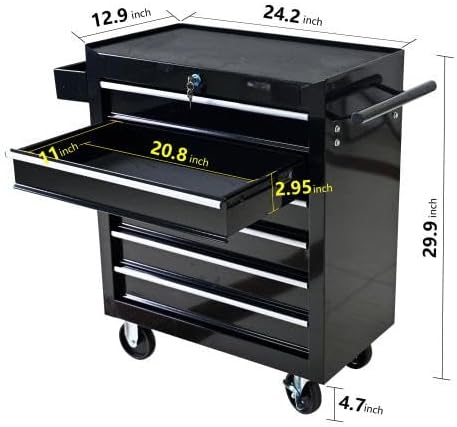 LuckyNote】Rolling Tool Chest, 6 Drawer Tool Box - Image 2