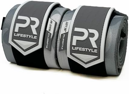 PR Personal Record Elbow Wraps for Weightlifting - Heavy Duty Construction, 25% More Elasticity, Reinforced Stitching, Extra Wide Fastener, Easy to Adjust, (Snow Camo) by PRPersonalRecord