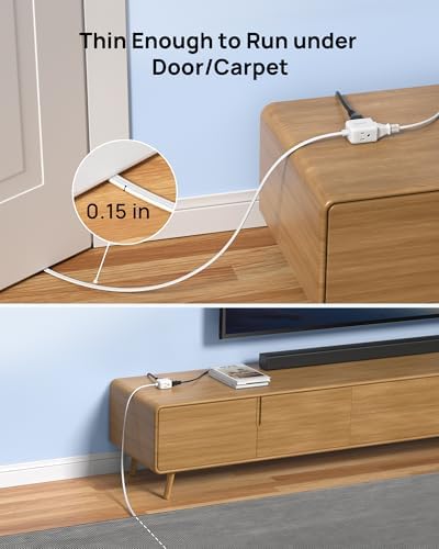 TROND Rightward Flat Plug Extension Cord 15ft for Small Tight Spaces, White - Image 5