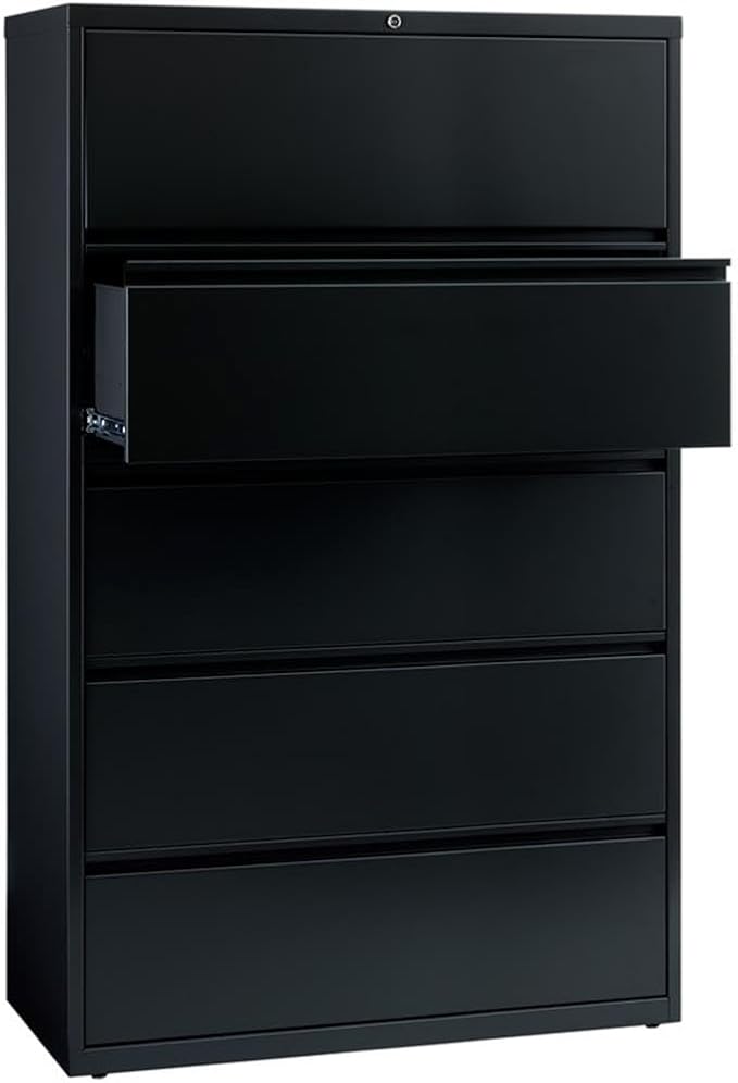 Pemberly Row 42-in Wide Metal 5 Drawer Lateral Filing Cabinet Black - Image 6