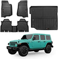 Custom Fit Floor Mats & Cargo Liner Compatible for 2018-2025 2026 Jeep Wrangler JL 4 Door Accessories All Weather TPE Rubber Black (Not Fit JK or 4XE) by Jdeymat