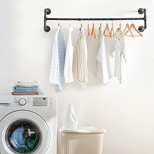 IBUYKE 50" Industrial Pipe Clothes Rack Wall Mounted, Black, TYJ002H - Image 2