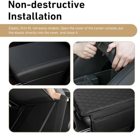 Center Console Cover, Armrest Cushion with 2 Storage Bags, Microfiber Leather Waterproof Pad for Car SUV Truck, Universal Interior Accessories (Gray) - Image 5