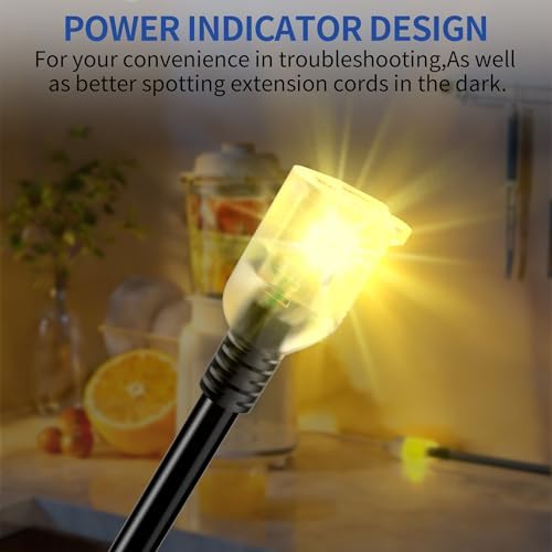 50ft Outdoor/Indoor Extension Cord with Lighted 10/3 Gauge, Black - Image 6