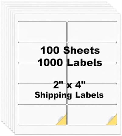 1000 Pcs 2"x4" 10 Up Shipping Labels for Laser & Inkjet Printer by Risepekt