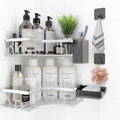 Adhesive Shower Caddy, 6 Pack Corner Bath Organizer, Rustproof Stainless Steel Shower Shelves with Large Capacity, No Drilling Shelves for Bathroom Storage, Home, Kitchen Décor (White). by Unknown