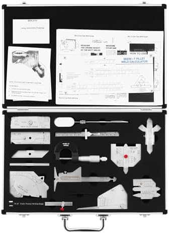 Welding Gauge Tool Inspection Kit, 13 PCS Combination Welding Measurement Toolbox Set, Stainless Steel Case Box Type Weld Inspection Mirror Tool, Welding Measure Gauge Combine Kit by Unknown