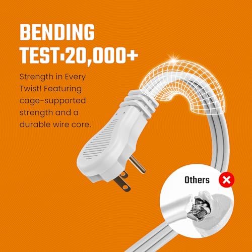 Flat 3-Outlet Extension Cord 10 Ft for Indoor Use by Bindmaster- UL-Listed 3-Prong Multi Extension Wire- Space-Saving Flat Angled Extension Cord (3 Pack) - Image 4