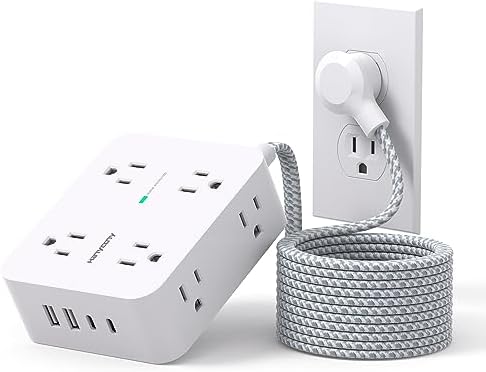 HANYCONY Surge Protector Power Strip 15 Ft Long Cord, 1080J, Flat Plug by HANYCONY
