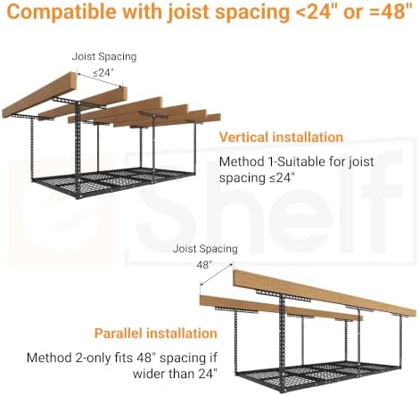 4x8ft Overhead Garage Storage Rack, 750LBS Capacity, Hammertone - Image 4