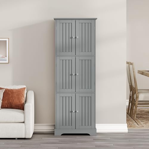 ChooChoo 63.2" Tall Bathroom Storage Cabinet with 6 Doors - Image 5