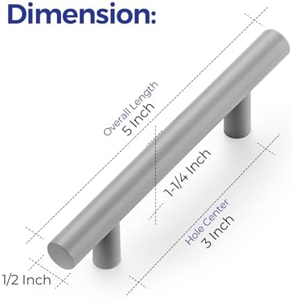 Ravinte Cabinet Handles,5" Length,3" Hole Center,Grey,12 Pack - Image 3