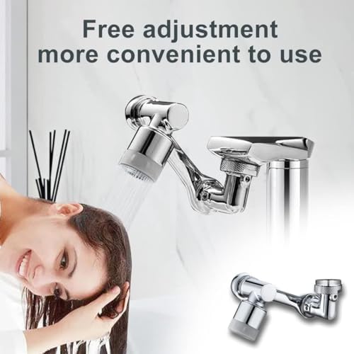 1080° Rotating Faucet Aerator Universal Splash Filter Faucet 1080 Degree Big Angle Swivel Faucet Extender Aerator Kitchen Tap Extend Bathroom Sink Gargle Face Wash Faucets Bubbler (Dual Mode) - Image 4