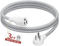 Skrizcable 16/3 3FT Flat Plug Braided Extension Cord, 3 Prong Power Cable by Skrizcable