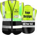 Luminous Safety Vest Customize Logo Outdoor Work Vest with Luminous Hi-Vis Reflective Strips (L, Yellow black) by YOWESHOP