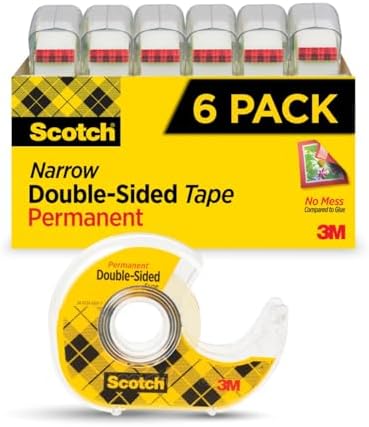Scotch Permanent Double Sided Tape, Card Making and Holiday Scrapbooking Supplies, Alternative to Gift Wrap Tape for Wrapping Presents, 0.50 in. x 500 in., 6 Rolls with Dispensers by ScotchBrand